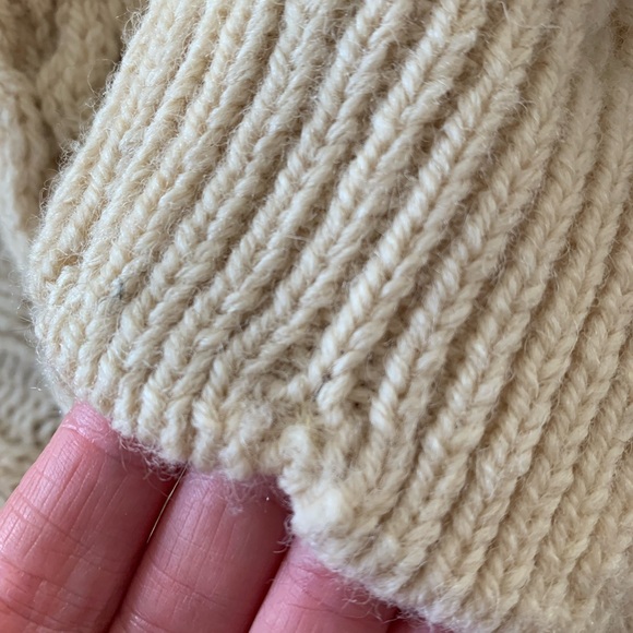 Vintage Pure New Wool Irish Fisherman Cable Knit Aran Crewneck Sweater Quills XL - Picture 8 of 14